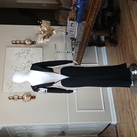 New Xscape Women's V-Neck Embellished Contrast-Inset Gown. Size 6 - Picture 15 of 17